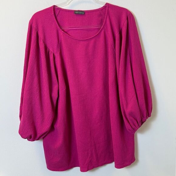 Vince Camuto Fuchsia Blouse Women’s 3X Balloon Sleeve Top - Picture 1 of 4